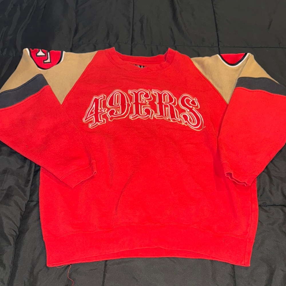 Red and Tan Crewneck Sweater